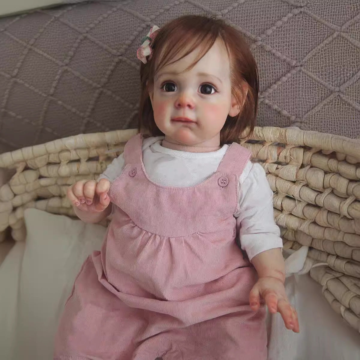 Muñeca bebé Reborn de 24 pulgadas, niña pequeña, hecha a mano con cuerpo de tela, muñeca realista, regalo para recién nacido