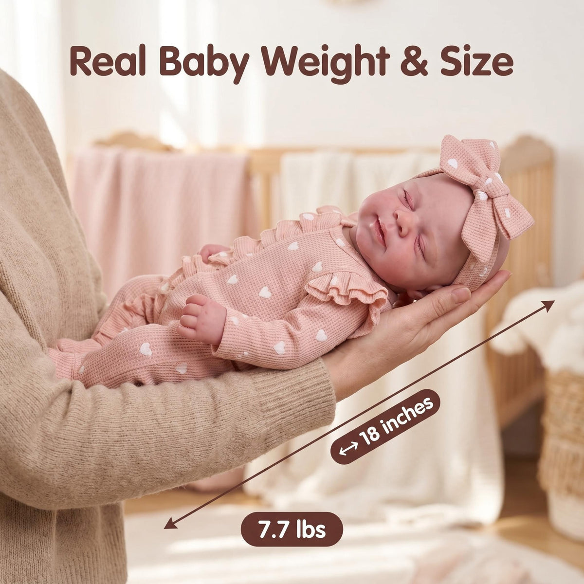 Muñeca Reborn de niña de 18 pulgadas, cuerpo completo de silicona, juguete compañero ideal para niños y coleccionistas adultos, regalo encantador para cumpleaños, baby showers y celebraciones festivas
