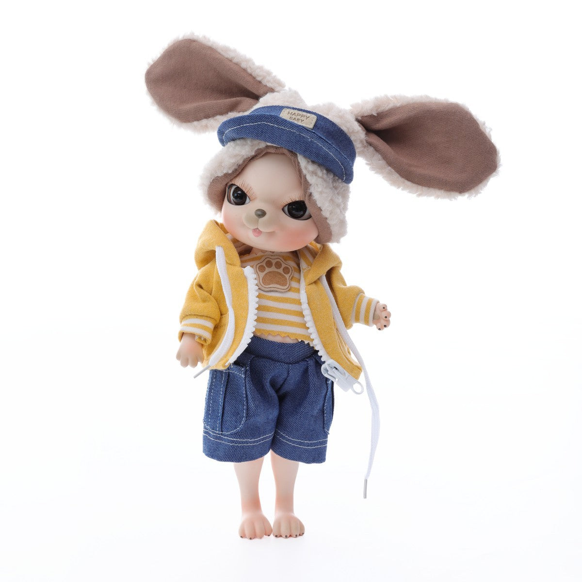 Adorables muñecas articuladas (BJD) de porcelana de 10 pulgadas de conejo amarillo para vestir