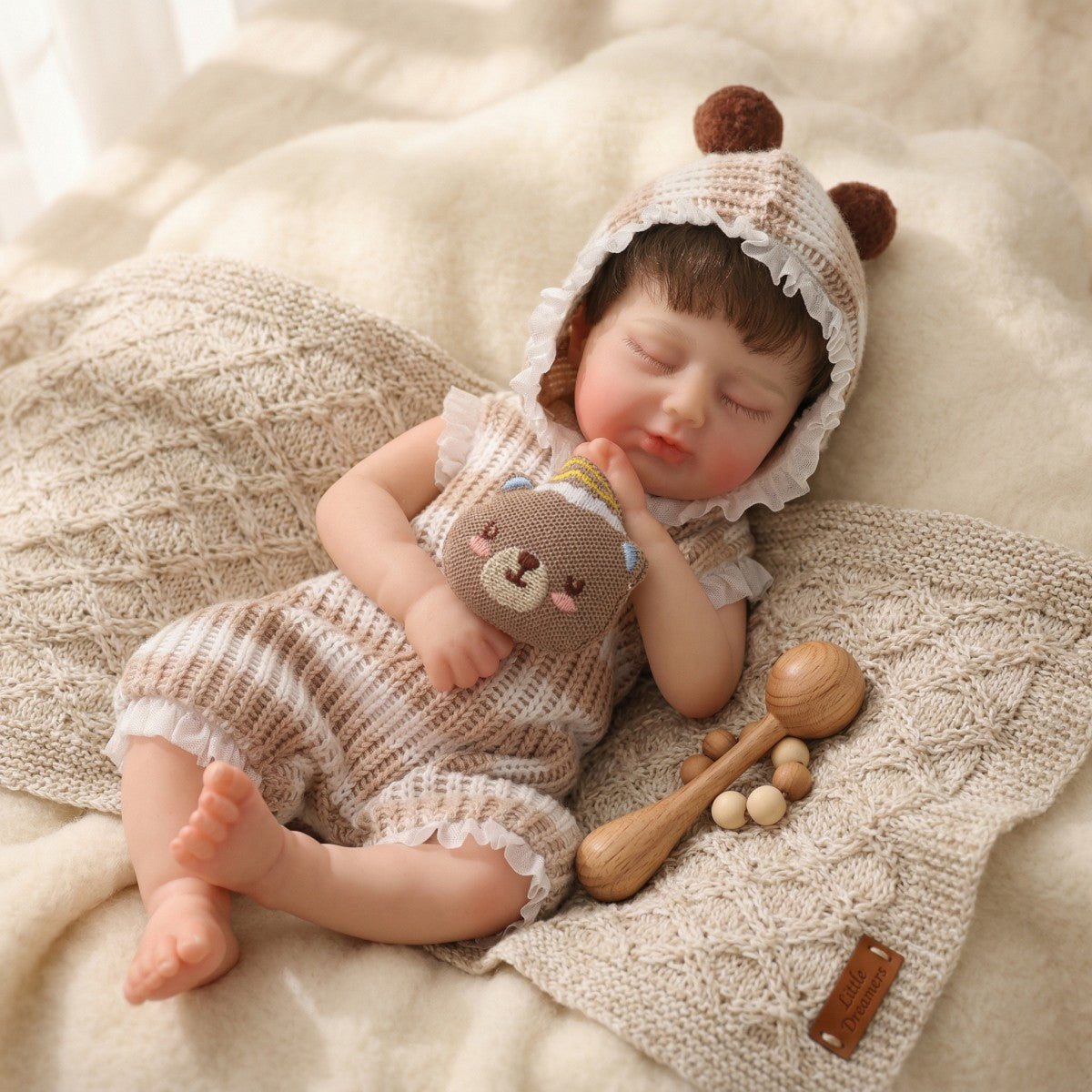 Muñeca reborn de silicona sólida de 12 pulgadas (30 cm) con implante de cabello, bebé de simulación para cambiar de ropa
