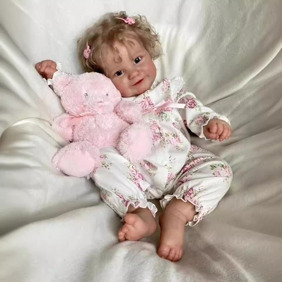 Muñeca Reborn de 20/24 pulgadas, niña linda con cuerpo de tela y cabello rubio injertado, juguete realista para niños y regalo
