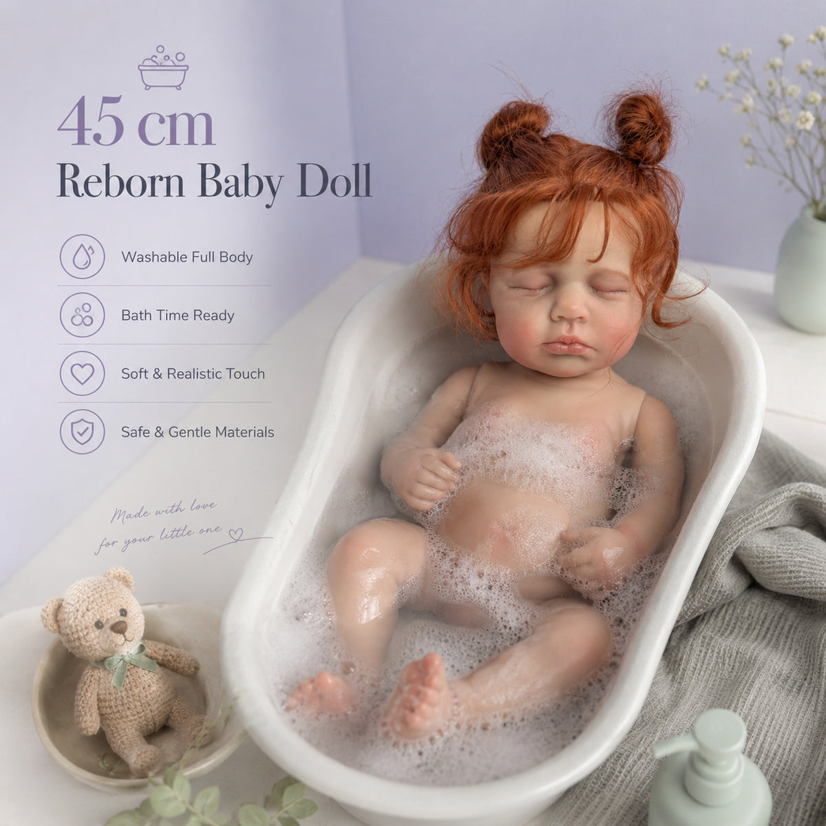 Muñeca realista de 18 pulgadas con cuerpo completo de vinilo, tacto real como el de un bebé, ideal para regalos de cumpleaños y festividades