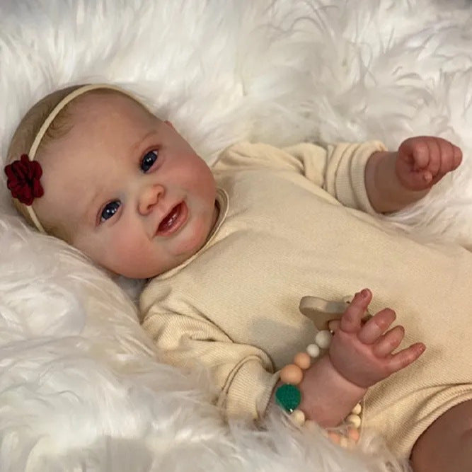Muñeca bebé Reborn realista de 24 pulgadas con cuerpo de tela, niña recién nacida, cabello pintado a mano para regalo