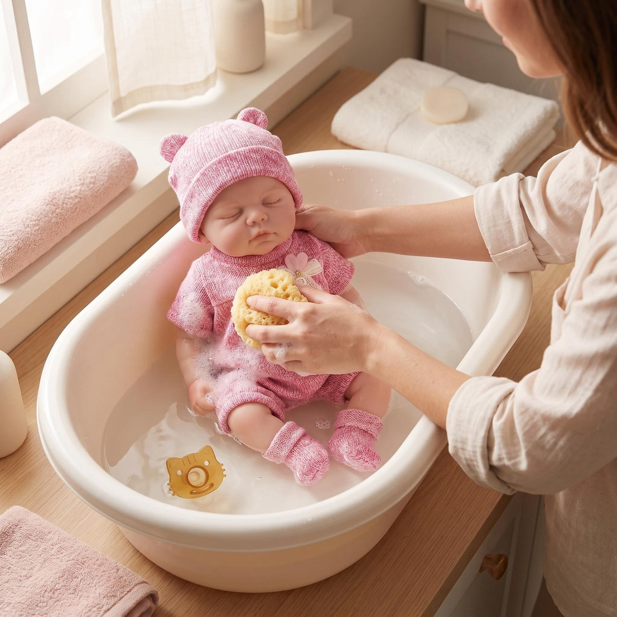 Muñeca para dormir de silicona completa de 13 pulgadas con chupete, una sorpresa encantadora para cumpleaños y regalos navideños
