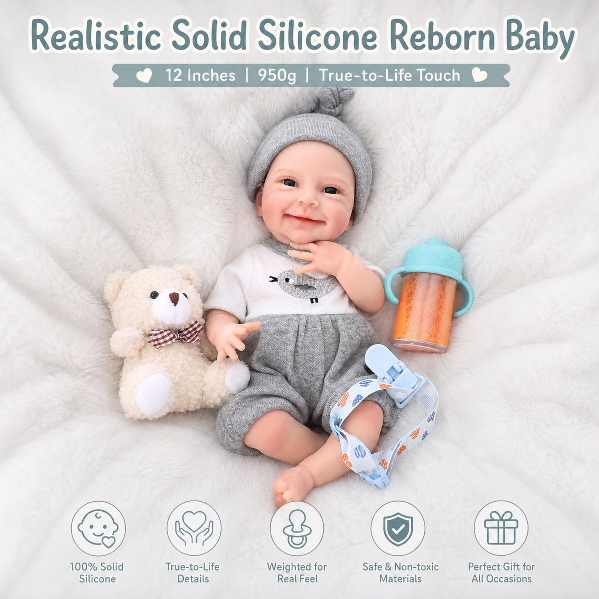 Muñeca Reborn artesanal de 12 pulgadas con cuerpo completo de silicona sólida, juguete de regalo para niñas pequeñas y coleccionistas