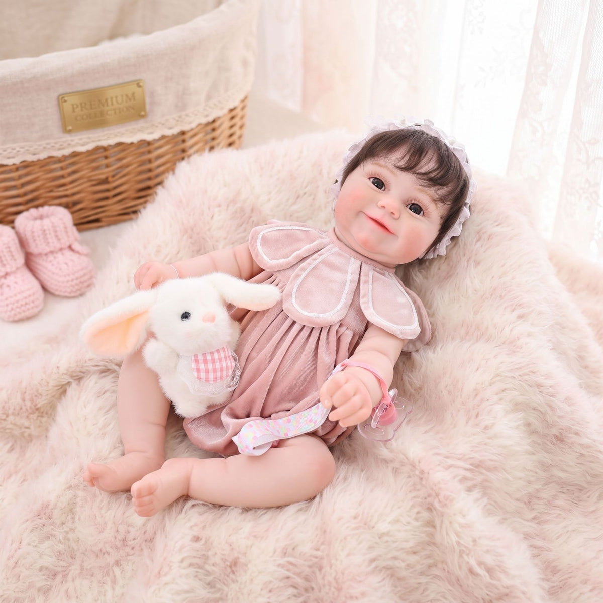 Muñeca Reborn artesanal de 22 pulgadas con piel de venas 3D realista y cuerpo completo de vinilo, regalo de bebé para niñas pequeñas
