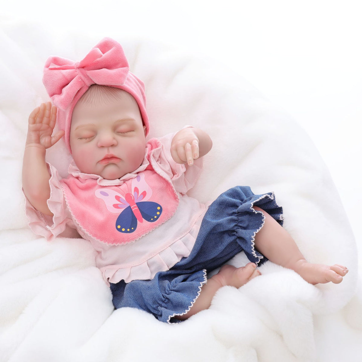 Regalo exclusivo de vacaciones, muñeca Reborn de 18 pulgadas con lazo rosa, cálida sorpresa para fiestas de cumpleaños