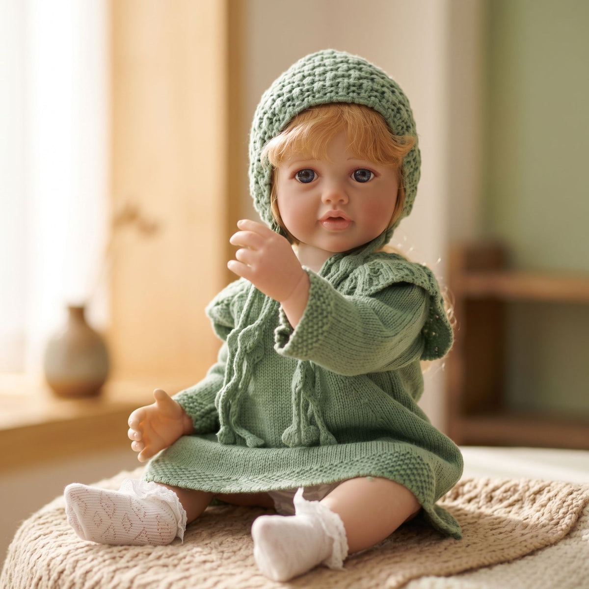 Muñeca Reborn de 22 pulgadas con cuerpo de vinilo completo, pelo implantado a mano, juguete de baño, regalo