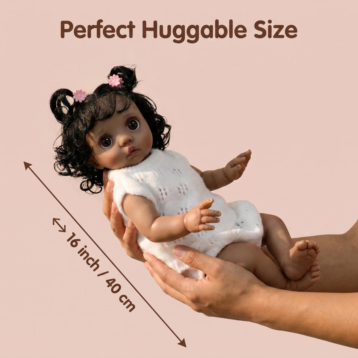 Muñeca reborn de 16 pulgadas con cuerpo de tela, conjunto de punto transpirable, regalo sorpresa premium para fiestas de cumpleaños y celebraciones de temporada festiva