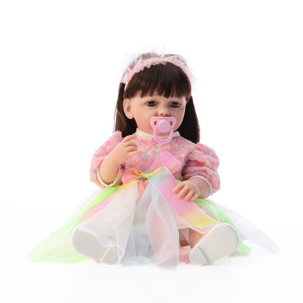 Muñeca bebé de simulación de 22 pulgadas, de plástico completo, modelo Rebirth, con diálogo de llanto y risa, para niña