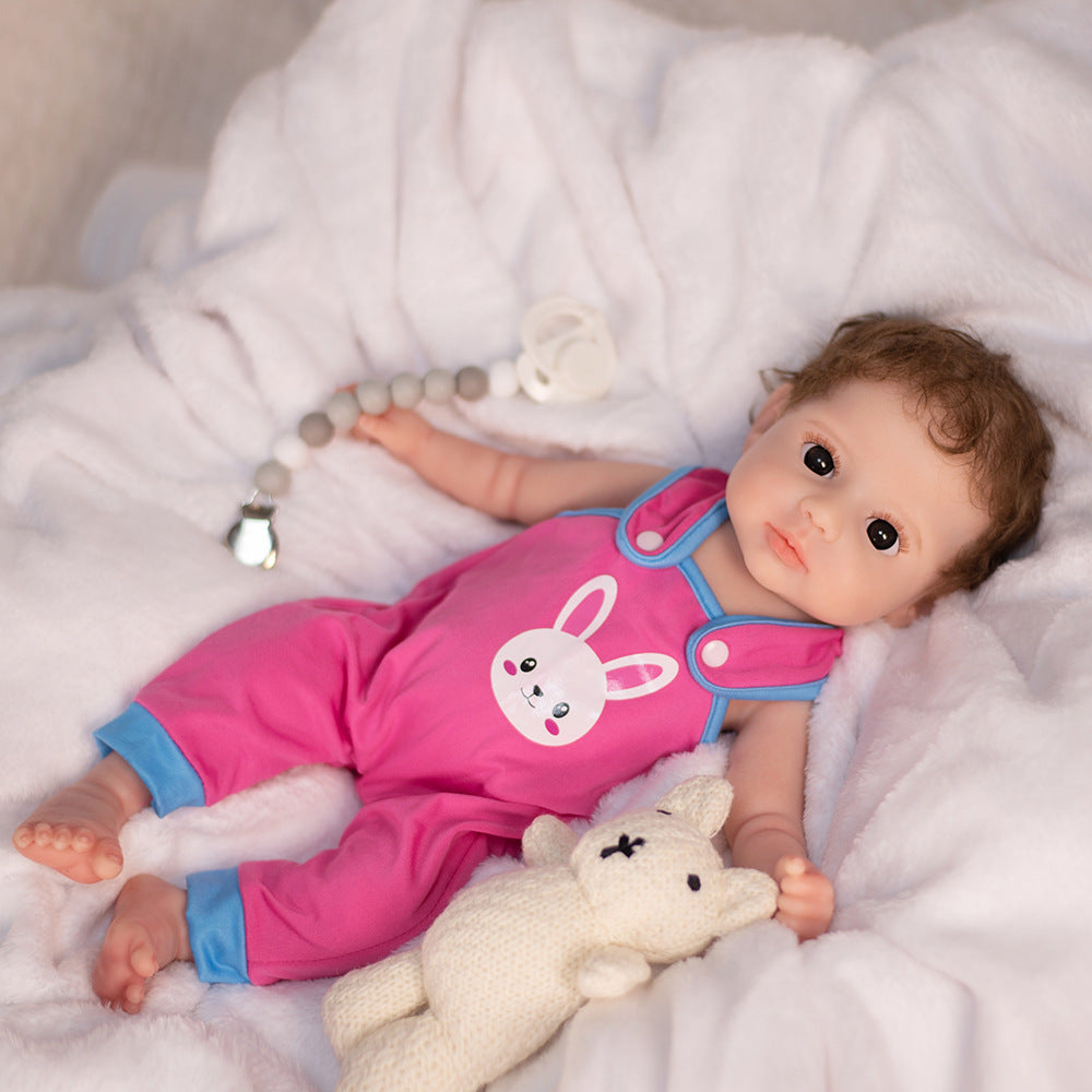 Muñeca reborn de silicona sólida de 16 / 18 pulgadas, de alta gama, con cabello injertado de mohair, muñeca de colección para entusiastas