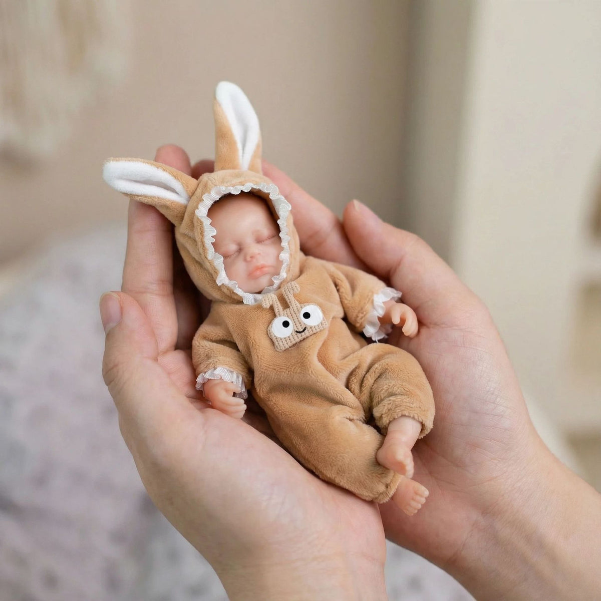Muñeca Reborn de silicona de 15 cm con orejas de caracol pequeño