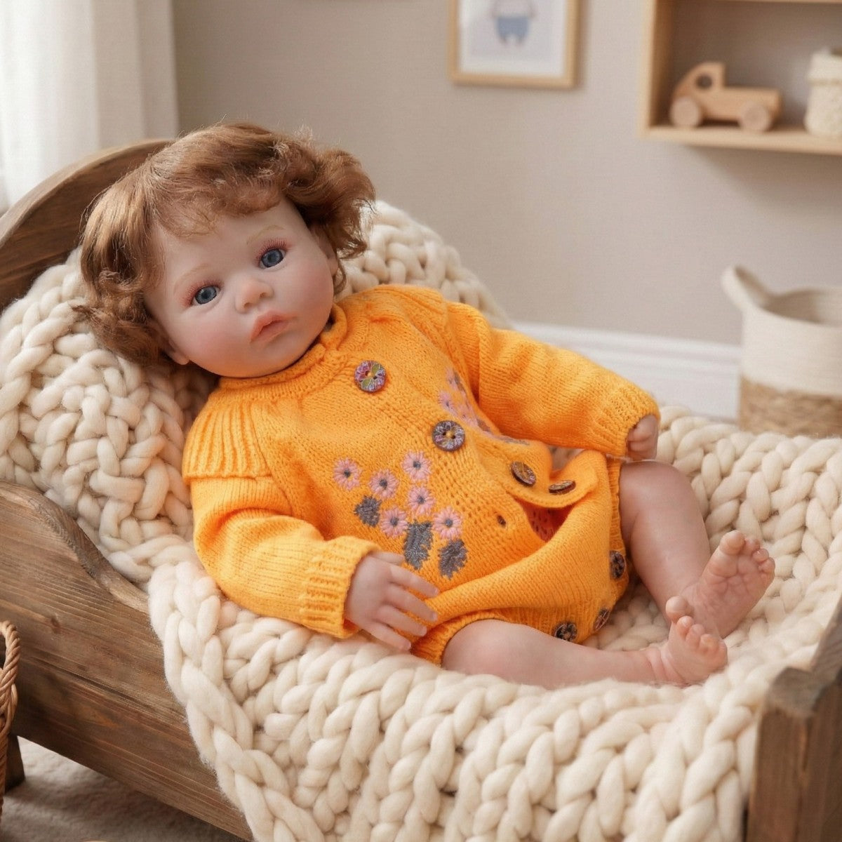 Muñeca bebé de simulación Reborn de 45 cm con trasplante de cabello