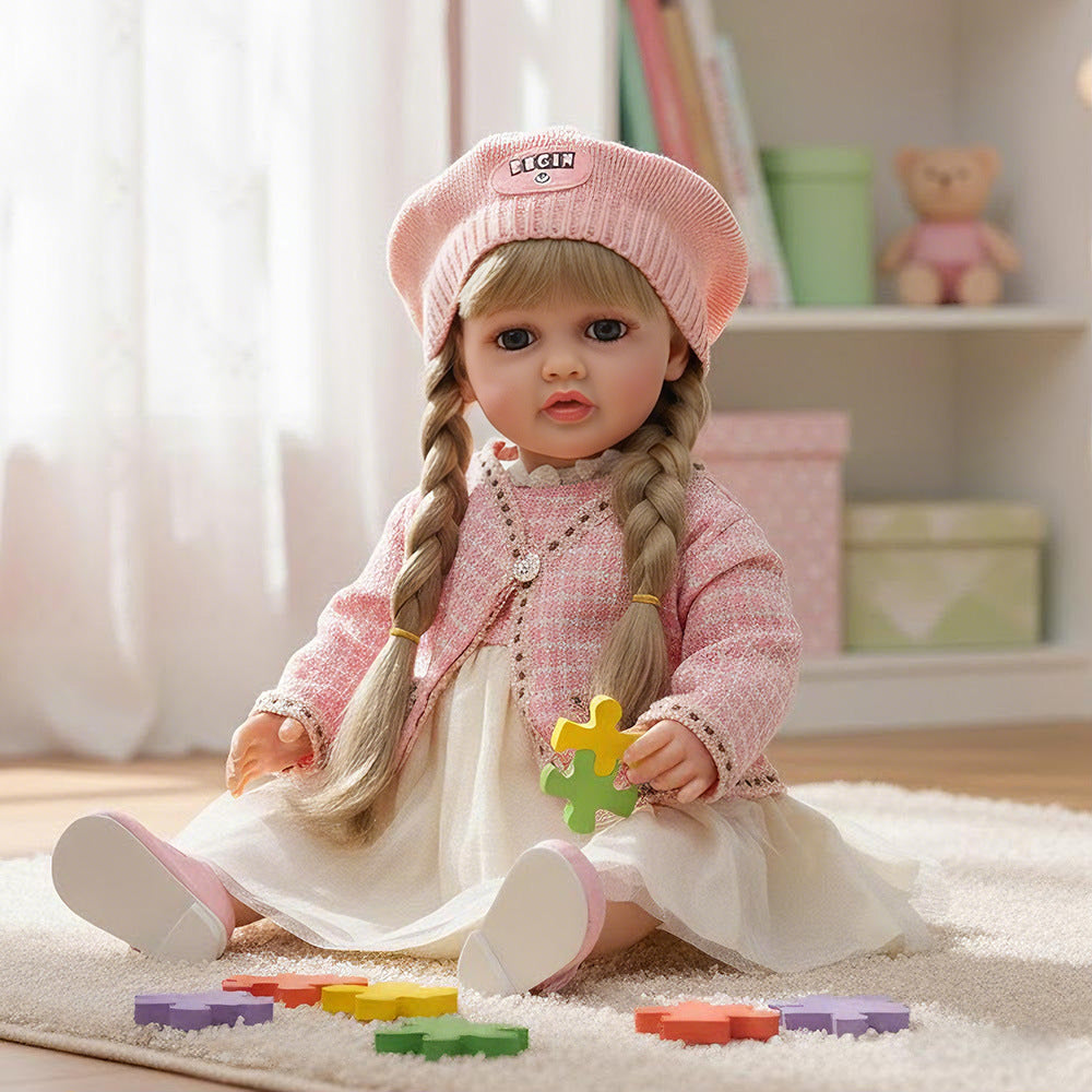 Muñeca bebé de simulación de 22 pulgadas, de plástico completo, que ríe y llora, con diálogo en español, ruso e inglés