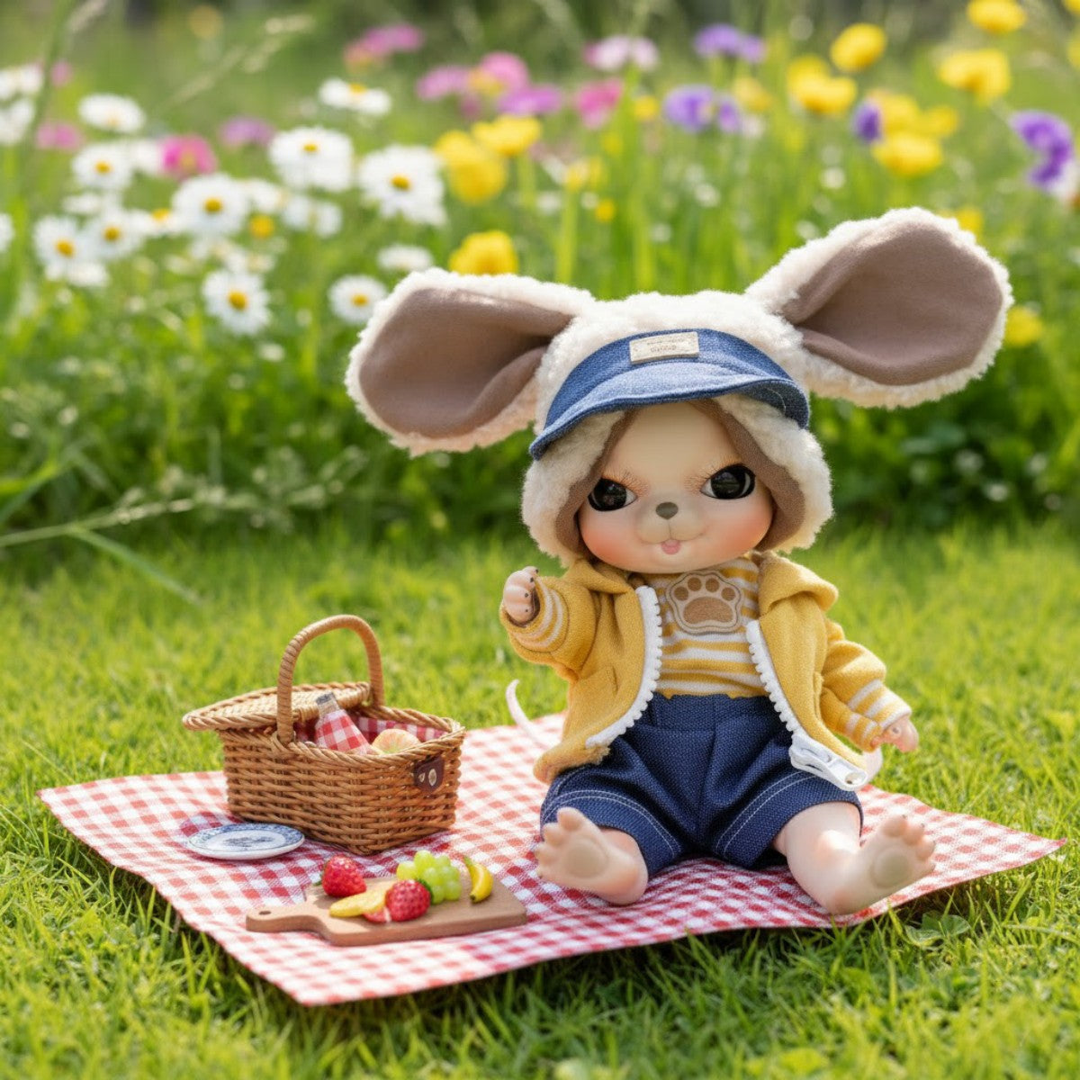 Adorables muñecas articuladas (BJD) de porcelana de 10 pulgadas de conejo amarillo para vestir