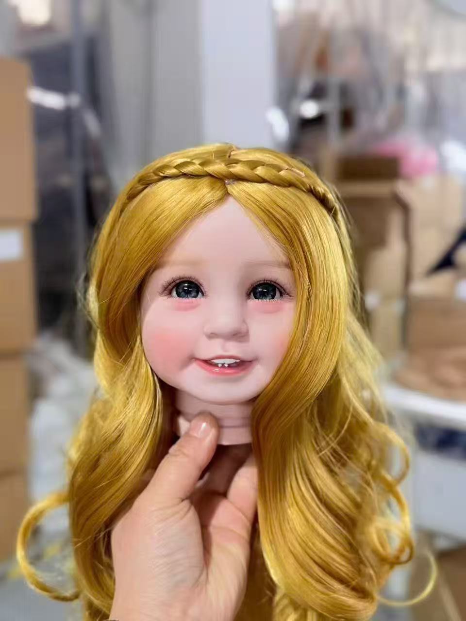 Pelucas de repuesto para muñecas reborn, cabello largo liso o rizado con flequillo, varios colores (rosa, rubio, arcoíris), pelucas trenzadas para muñecas de 20-22 pulgadas