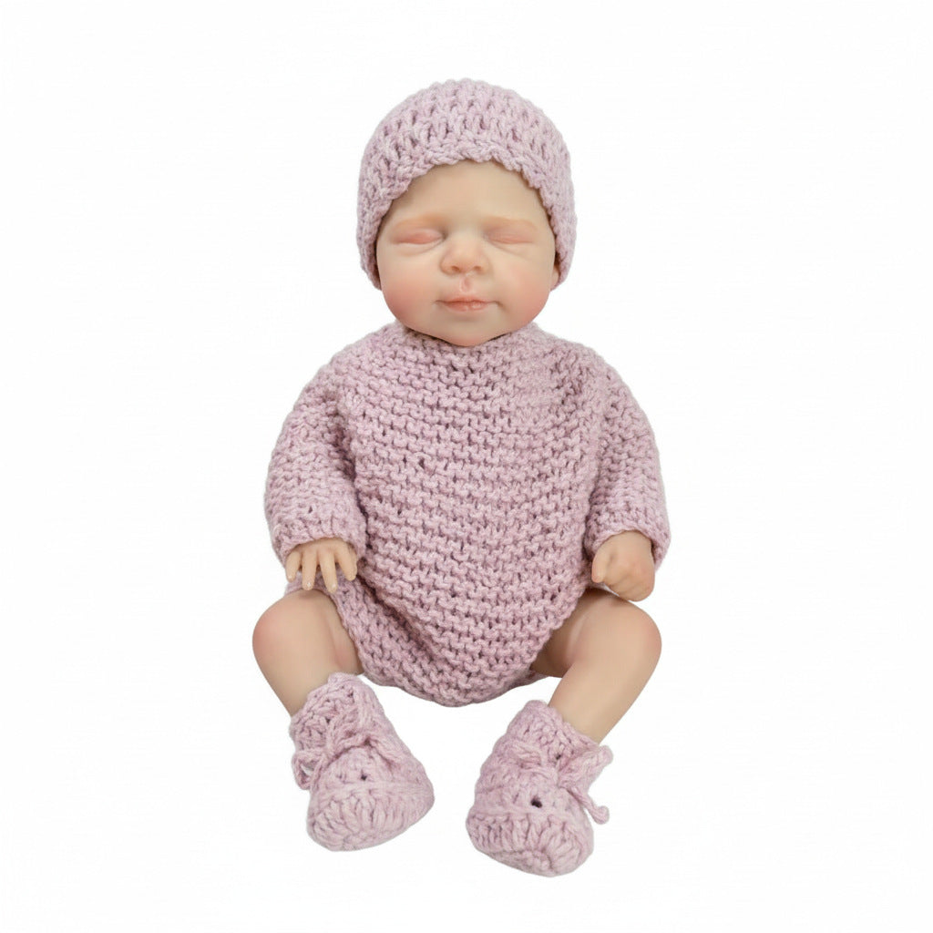 Muñeca Reborn de silicona sólida de 12 pulgadas, juguete de simulación Pascale con suéter morado claro