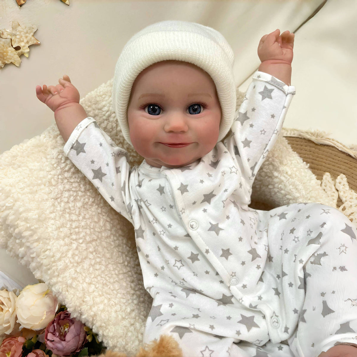 Muñeca Reborn hecha a mano de 19 pulgadas, realista, con cuerpo de tela, piel 3D, juguete para recién nacido, regalo para niñas y coleccionistas de muñecas