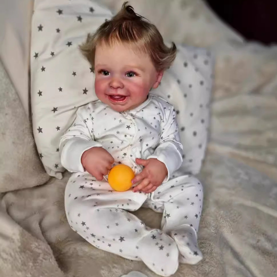 Muñeca bebé Reborn artesanal de 22 pulgadas, realista, con cuerpo de tela, piel 3D, juguete para niñas, regalo