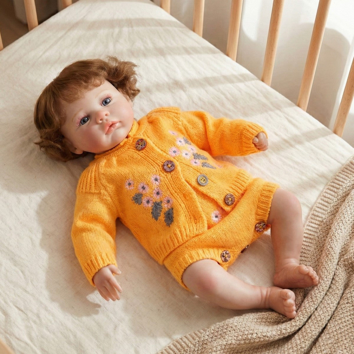 Muñeca bebé de simulación Reborn de 45 cm con trasplante de cabello