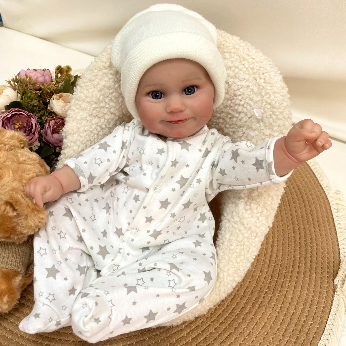 Muñeca Reborn hecha a mano de 19 pulgadas, realista, con cuerpo de tela, piel 3D, juguete para recién nacido, regalo para niñas y coleccionistas de muñecas
