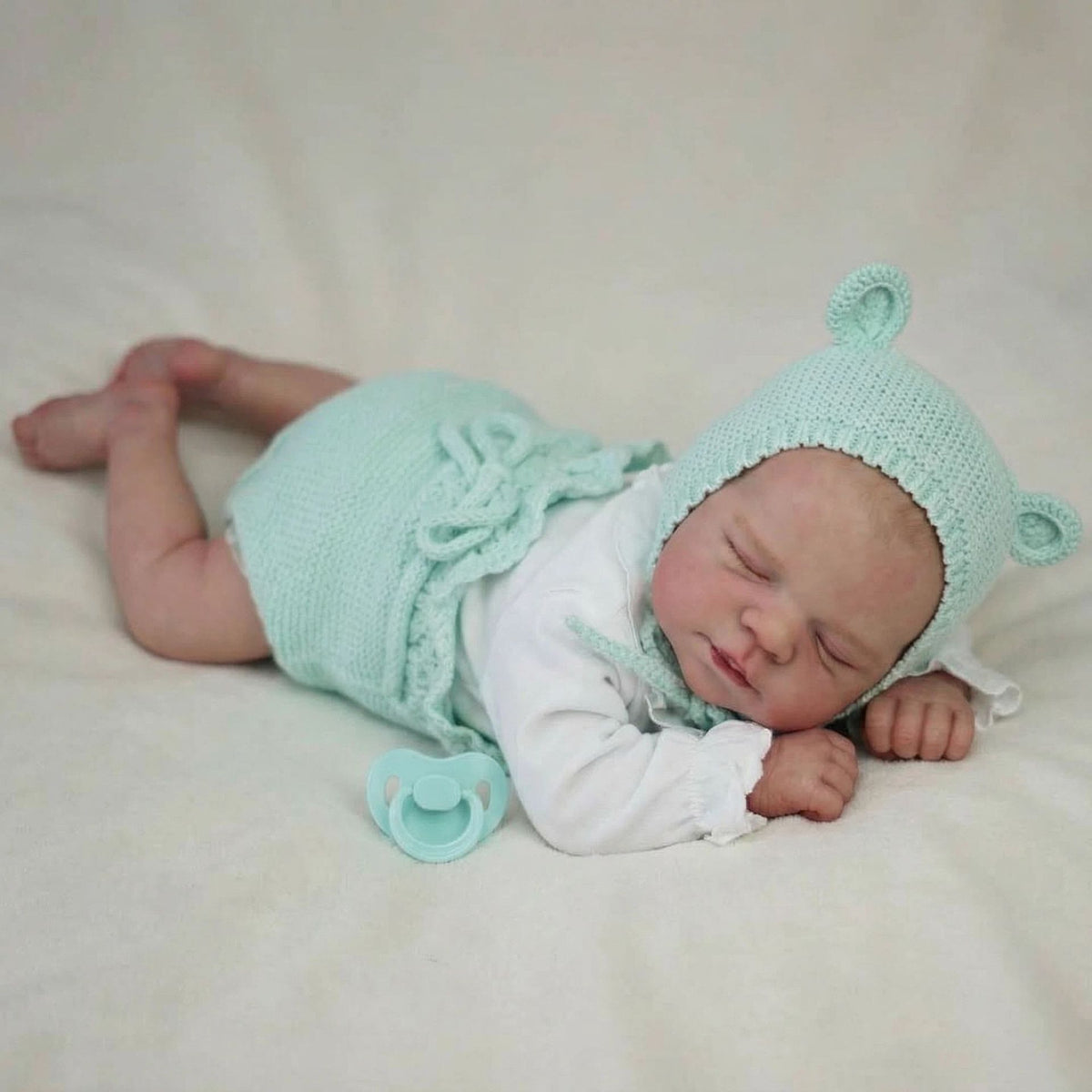 Conjunto de suéter azul claro de 19 pulgadas para muñeca bebé reborn de simulación recién nacido