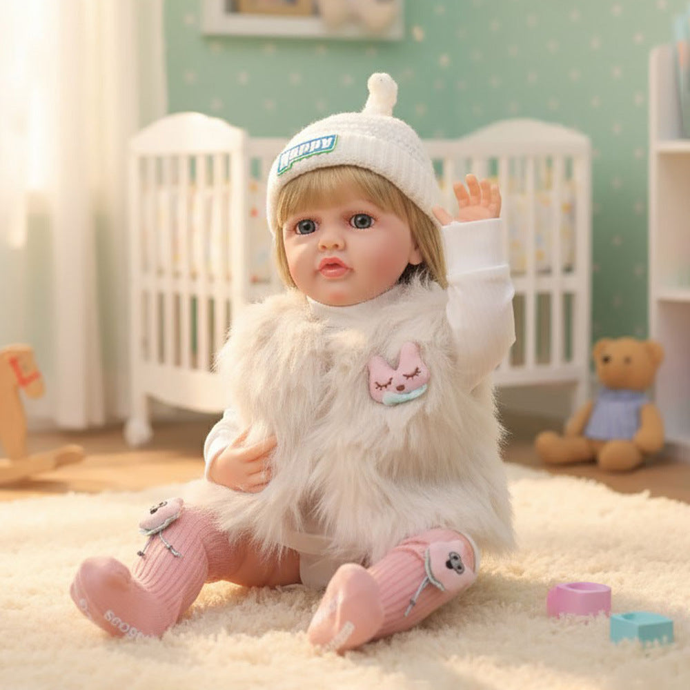 Muñeca bebé de simulación de 22 pulgadas, de cuerpo completo de plástico, que llora, ríe y habla en ruso, inglés y español