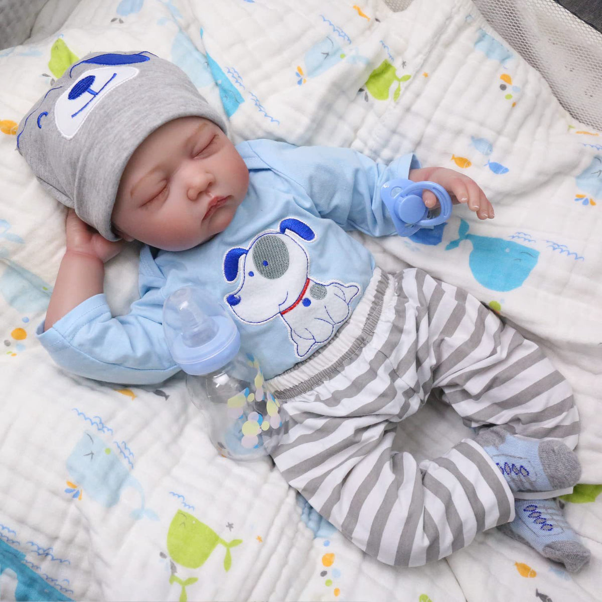 Muñeca Reborn durmiente de 22 pulgadas con cuerpo de tela, con diferentes estilos, juguete de regalo para festivales y obsequio de colección para niñas