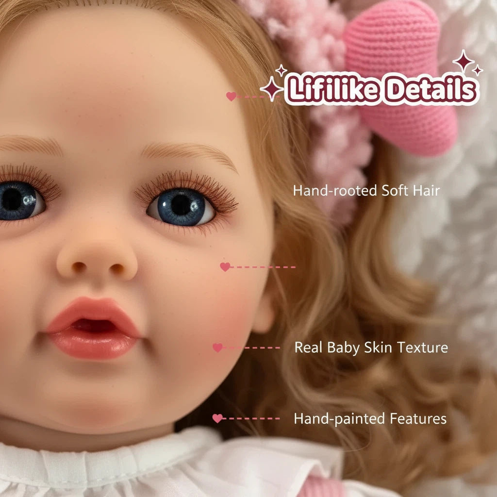 Muñecas Reborn de vinilo completo de 22 pulgadas para niñas con cabello rubio