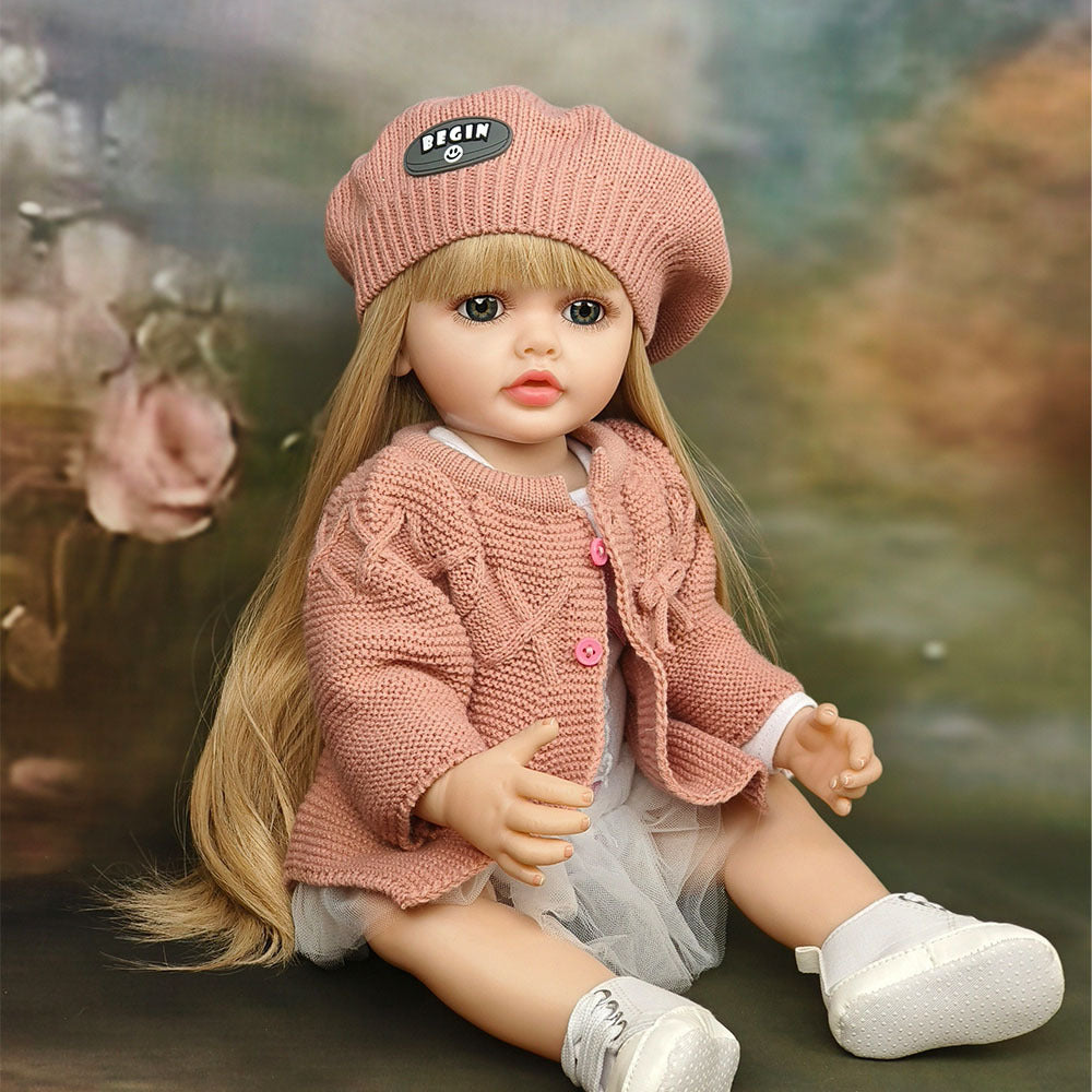 Muñeca Reborn de 22 pulgadas con cuerpo completo de vinilo y sensor de sonido, juguete de compañía interactivo, regalo perfecto para niños y coleccionistas adultos en días especiales