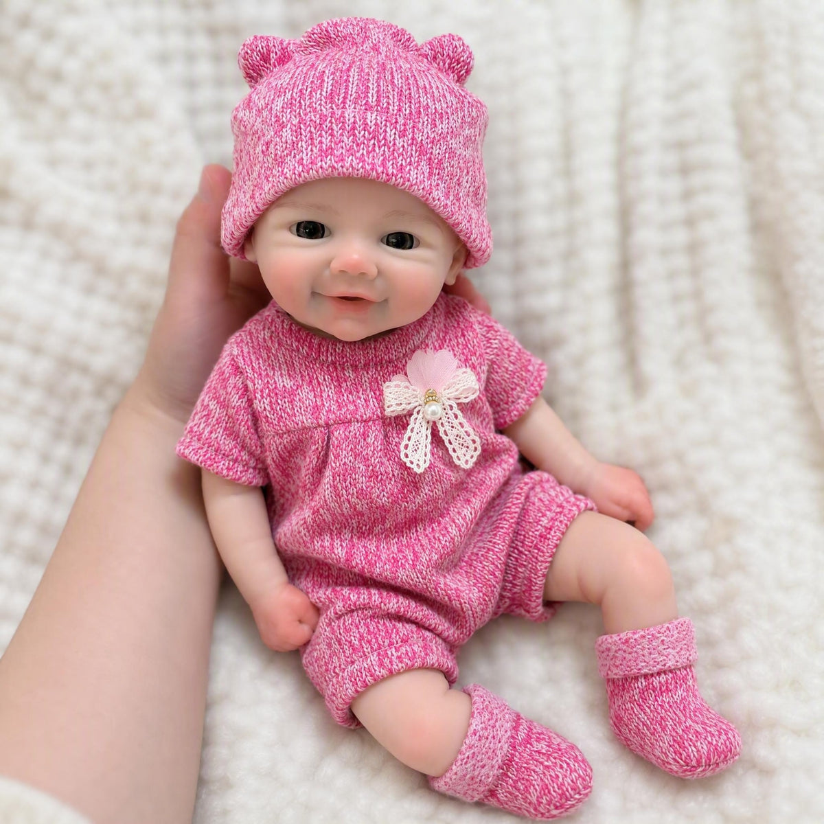 Muñeca de juego de silicona de 12 pulgadas, tamaño mini, expresión alegre y encantadora, ideal para celebraciones de cumpleaños y temporadas festivas