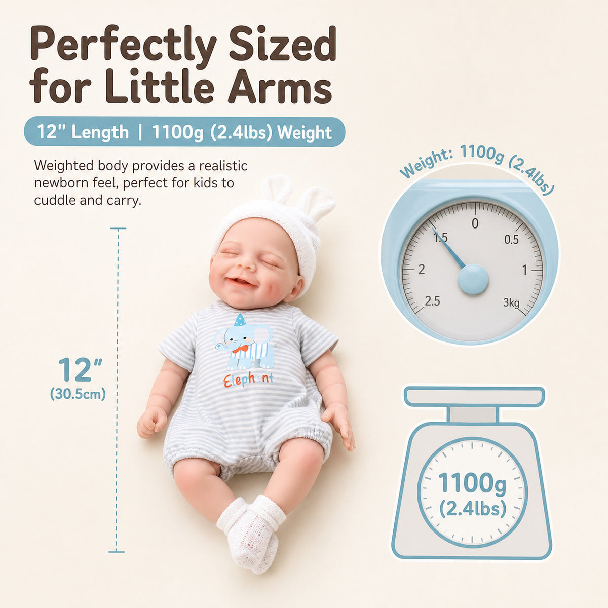 Muñeca Reborn realista hecha a mano de 12 pulgadas con cuerpo completo de silicona sólida, piel 3D, juguete de recién nacido, regalo para niñas y coleccionistas de muñecas