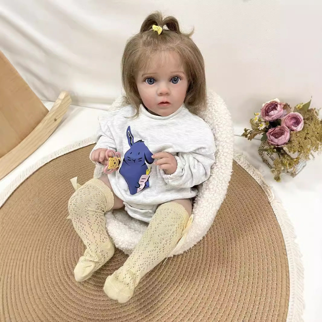 Muñeca bebé Reborn artesanal de 24 pulgadas, cuerpo de tela suave, piel realista 3D, juguete de regalo para niñas