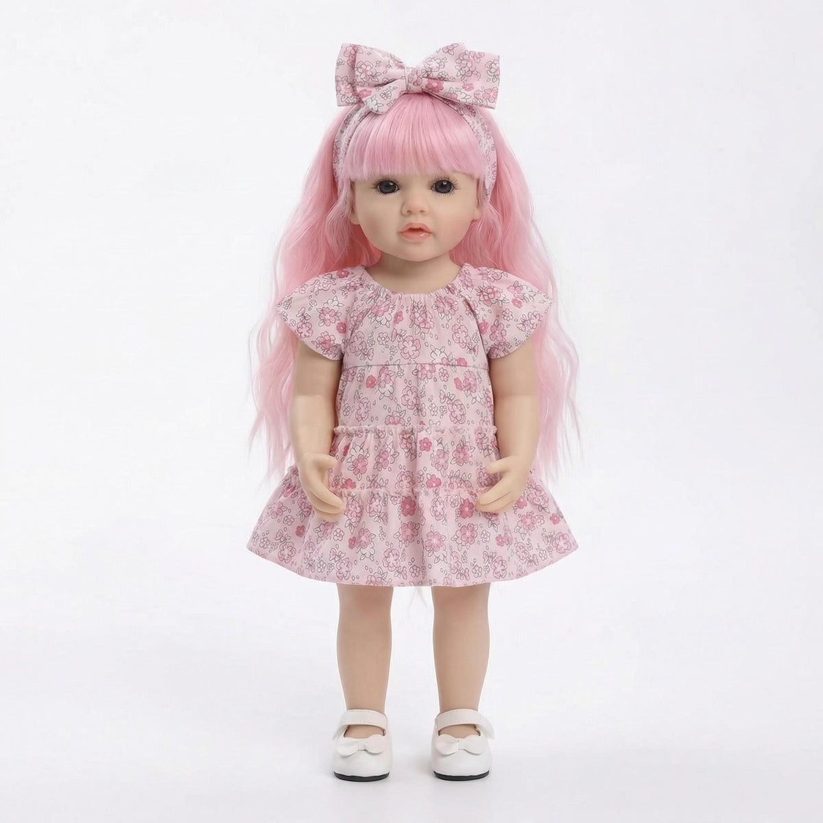 Muñeca reborn de 22 pulgadas, modelo Betty reencarnación, con mono floral