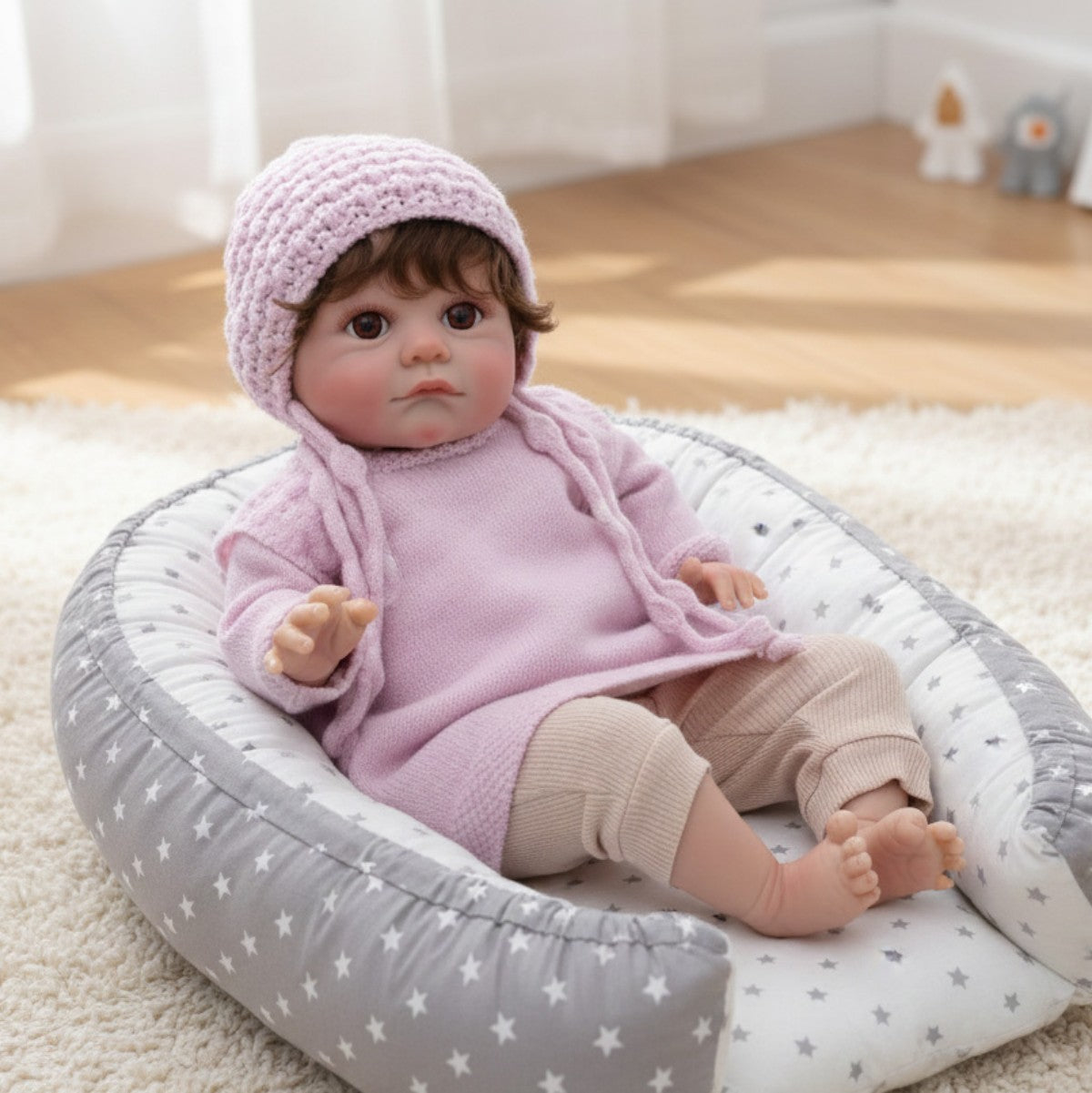 Muñeca reborn de 24 pulgadas con trasplante de cabello y cuerpo de tela, bebé humanoide simulado para juego infantil, regalo de vacaciones