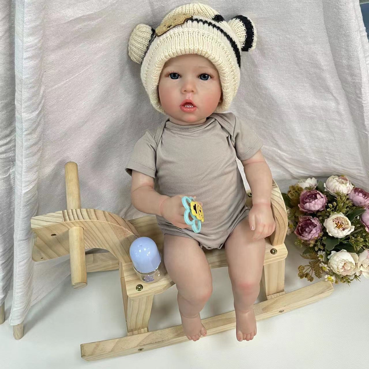 Muñeca Reborn realista de 23 pulgadas, realista con cuerpo de tela, regalo para niña