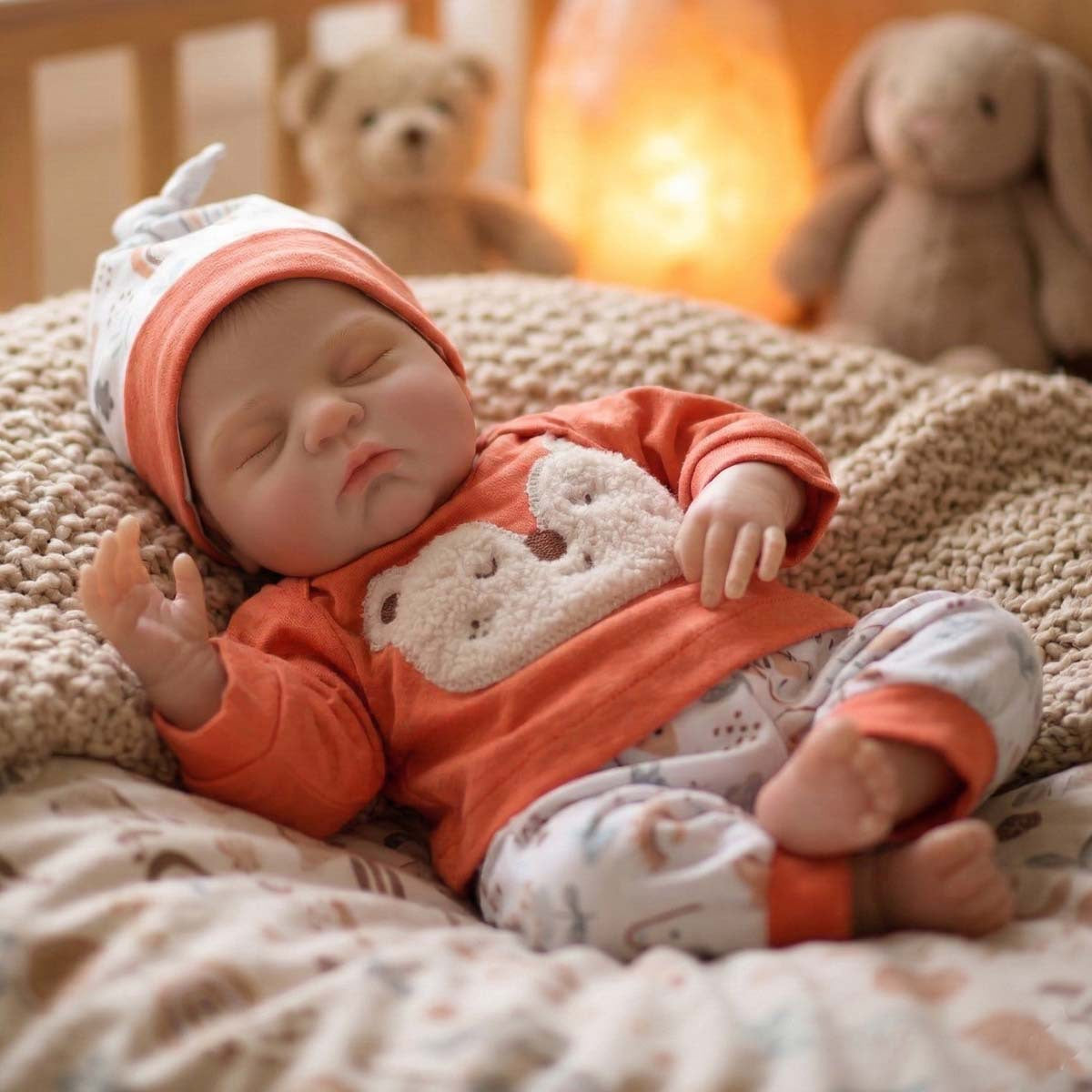 Muñeca bebé reborn de 18 pulgadas con conjunto rojo