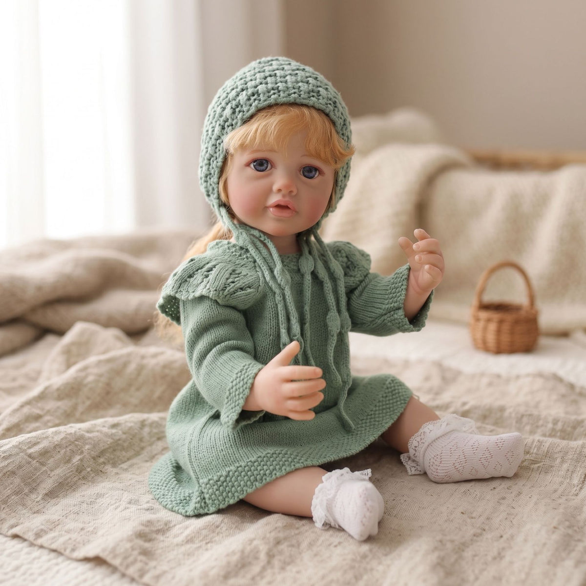 Muñeca Reborn de 22 pulgadas con cuerpo de vinilo completo, pelo implantado a mano, juguete de baño, regalo