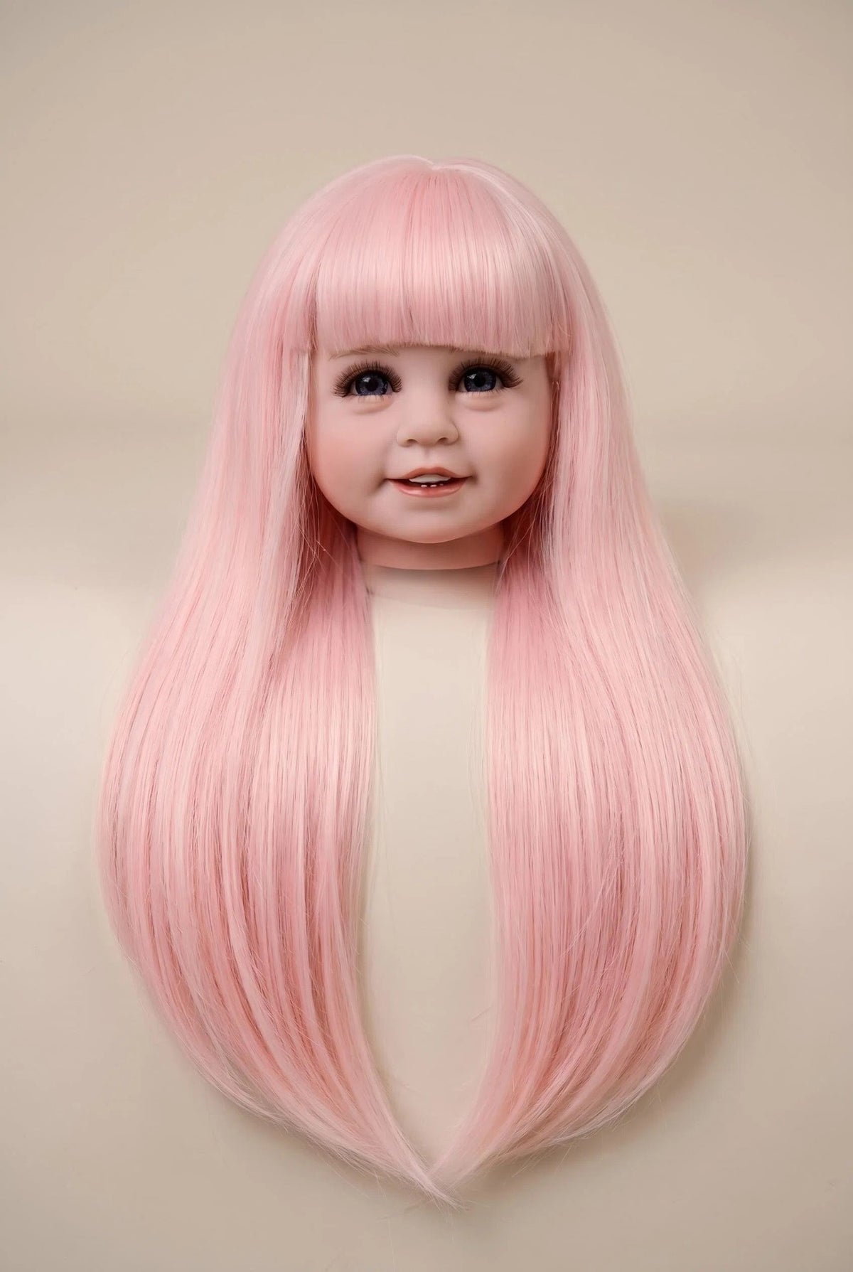 Pelucas de repuesto para muñecas reborn, cabello largo liso o rizado con flequillo, varios colores (rosa, rubio, arcoíris), pelucas trenzadas para muñecas de 20-22 pulgadas