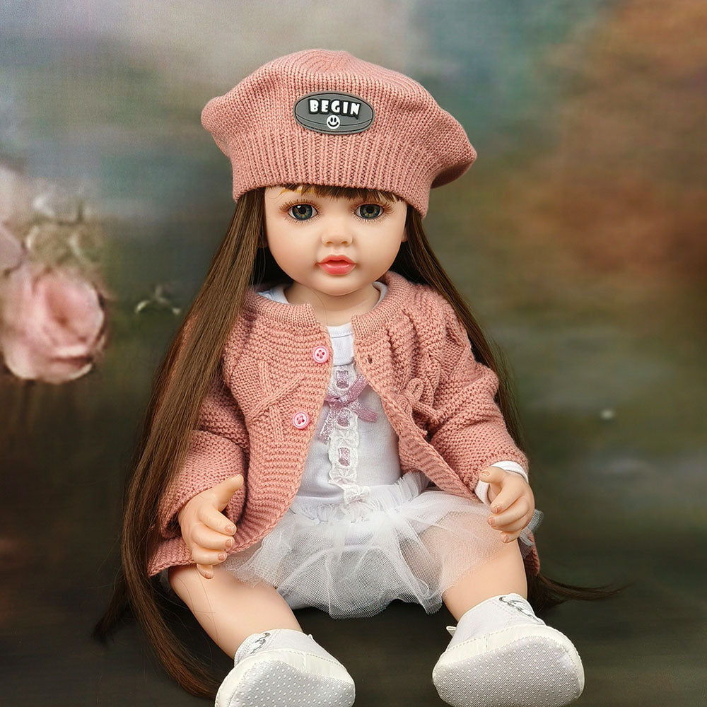 Muñeca Reborn de 22 pulgadas con cuerpo completo de vinilo y sensor de sonido, juguete de compañía interactivo, regalo perfecto para niños y coleccionistas adultos en días especiales
