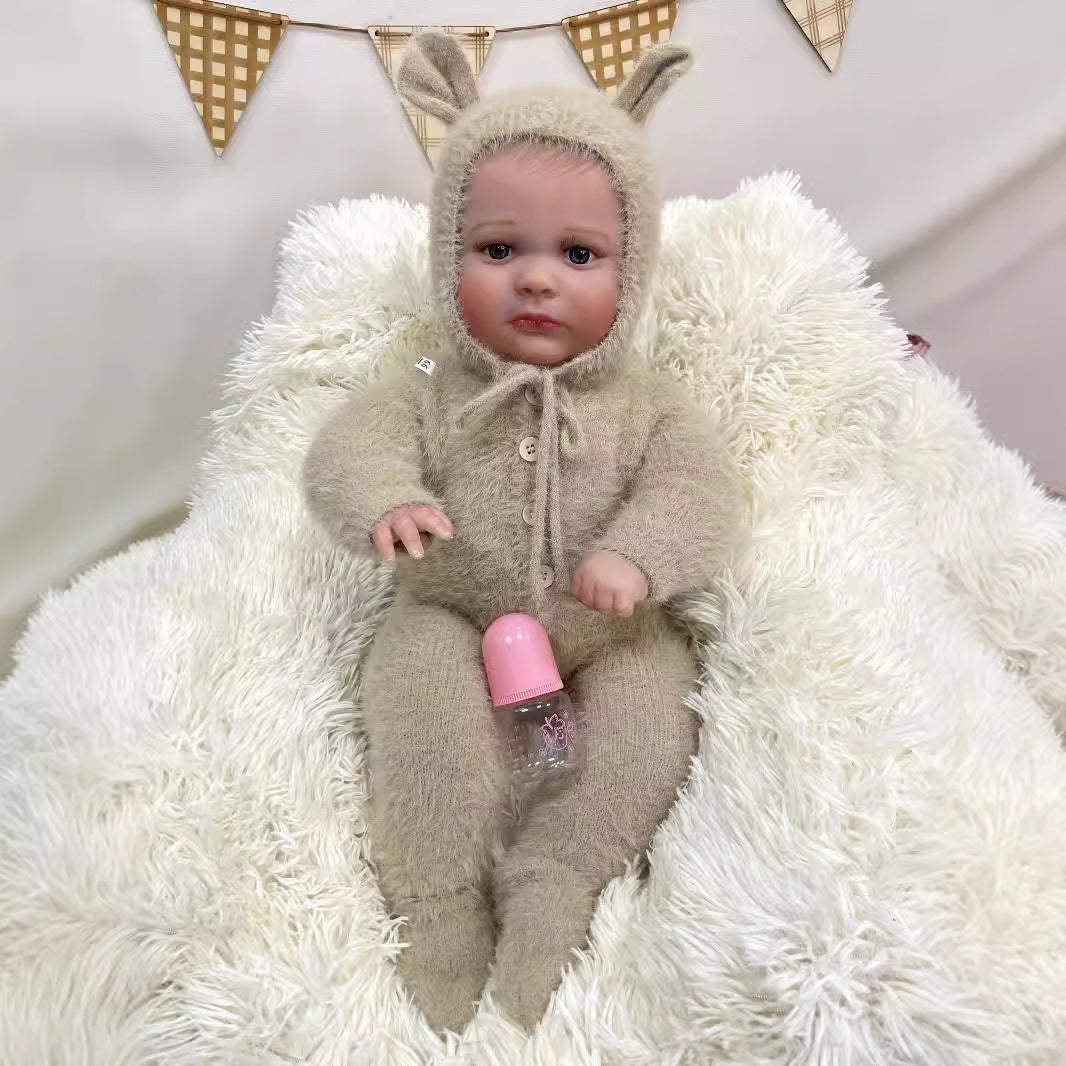 Muñeca bebé Reborn artesanal de 24 pulgadas, realista, con cuerpo de tela, piel 3D real, juguete para niños, regalo para niñas