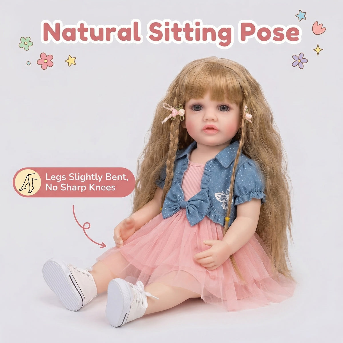 Muñeca Reborn de 55 cm (22 pulgadas), realista, de vinilo suave, bebé niña, Betty, princesa de pelo largo, regalo de Navidad para niños