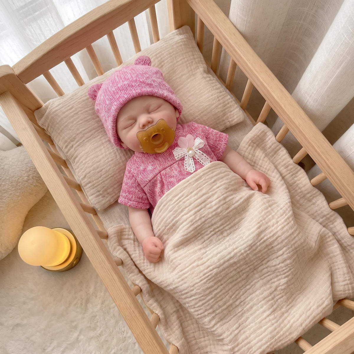 Muñeca para dormir de silicona completa de 13 pulgadas con chupete, una sorpresa encantadora para cumpleaños y regalos navideños