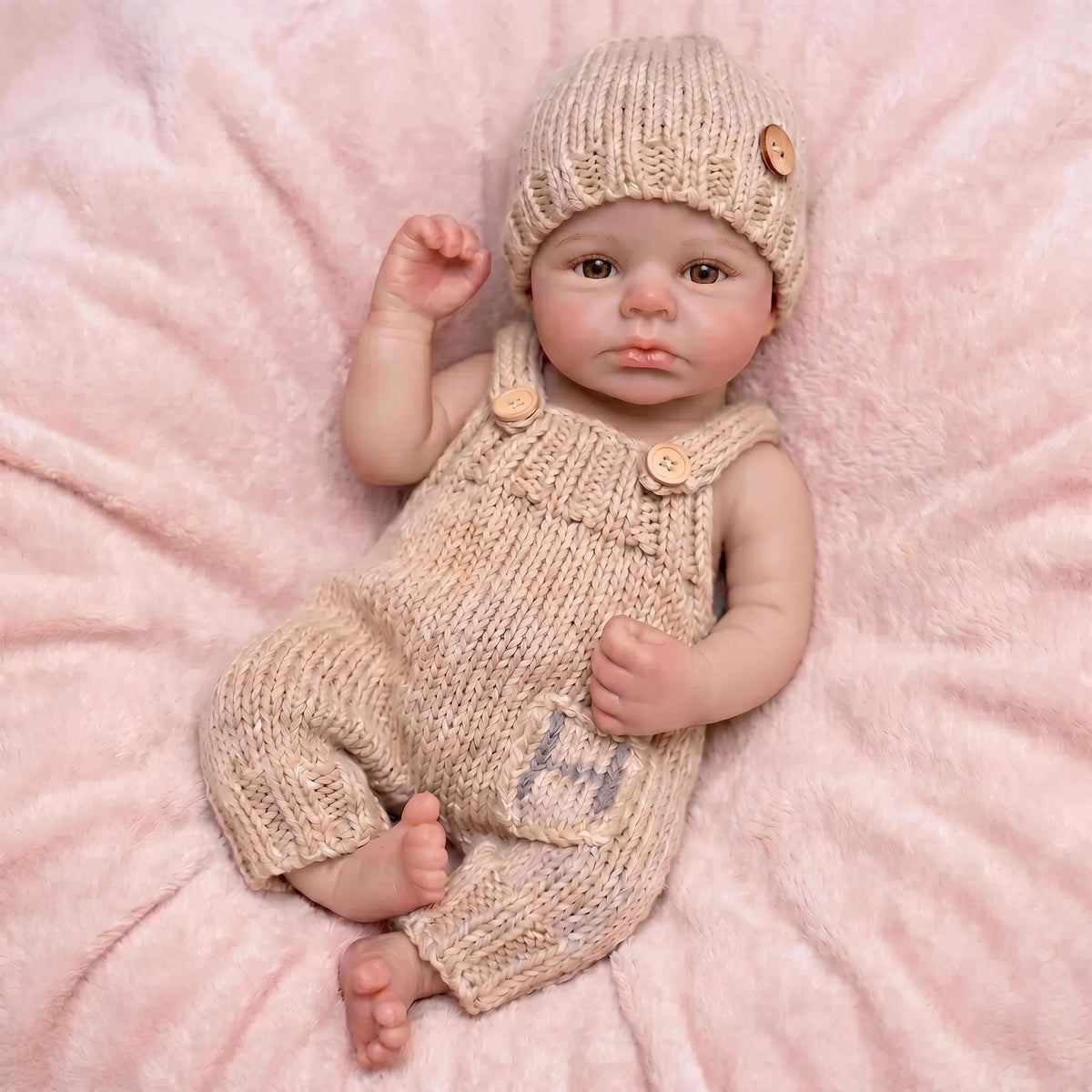 Muñeca Reborn de silicona de 18 pulgadas, ojos marrones naturales y realistas, muñeca artística de colección, regalo de compañía terapéutica para cumpleaños y temporadas festivas
