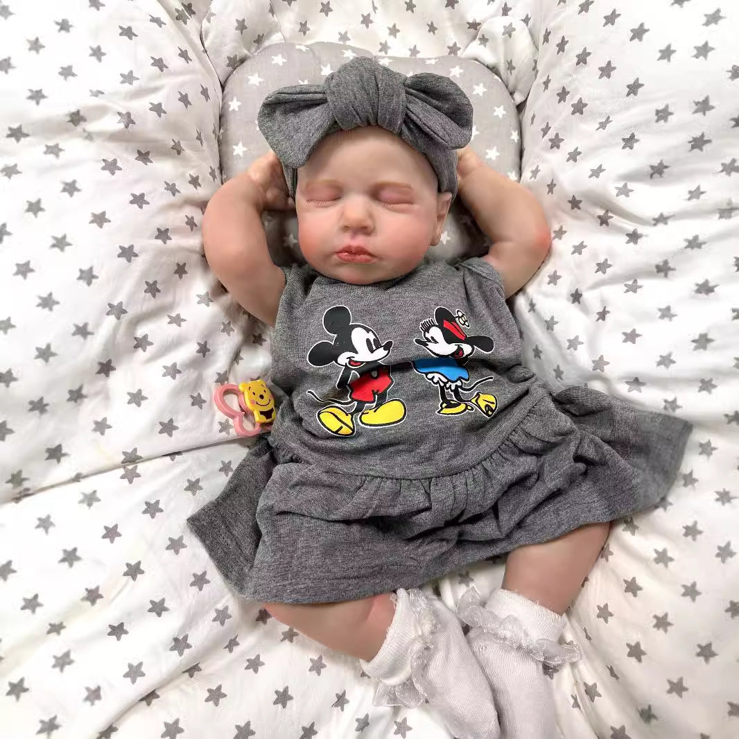 Muñeca bebé Reborn realista de 19 pulgadas con cuerpo de tela, piel con venas 3D, muñeca recién nacida hecha a mano, juguete de regalo para niñas pequeñas y coleccionistas