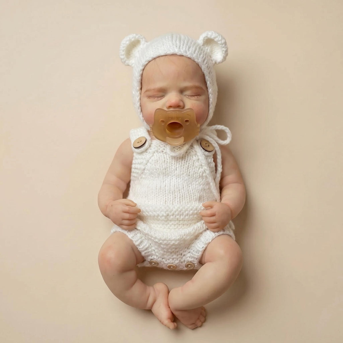 Muñeca reborn de 12 pulgadas con cuerpo de silicona completo, suéter blanco y gorro de oso, regalo de colección para vacaciones infantiles