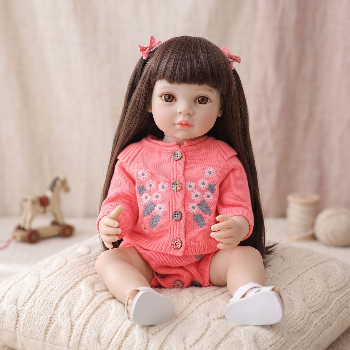 Muñeca reborn de 22 pulgadas con cuerpo completo de vinilo, muñeca de bebé simulada para regalo de niña