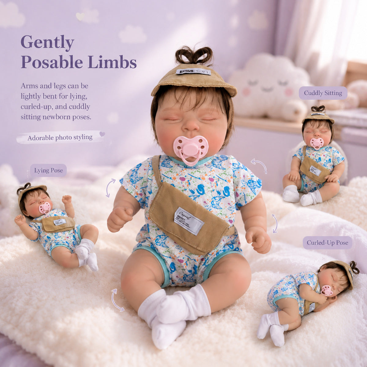 Muñeca estilo reborn de 18 pulgadas con cuerpo de tela, recuerdo versátil para niños y coleccionistas adultos