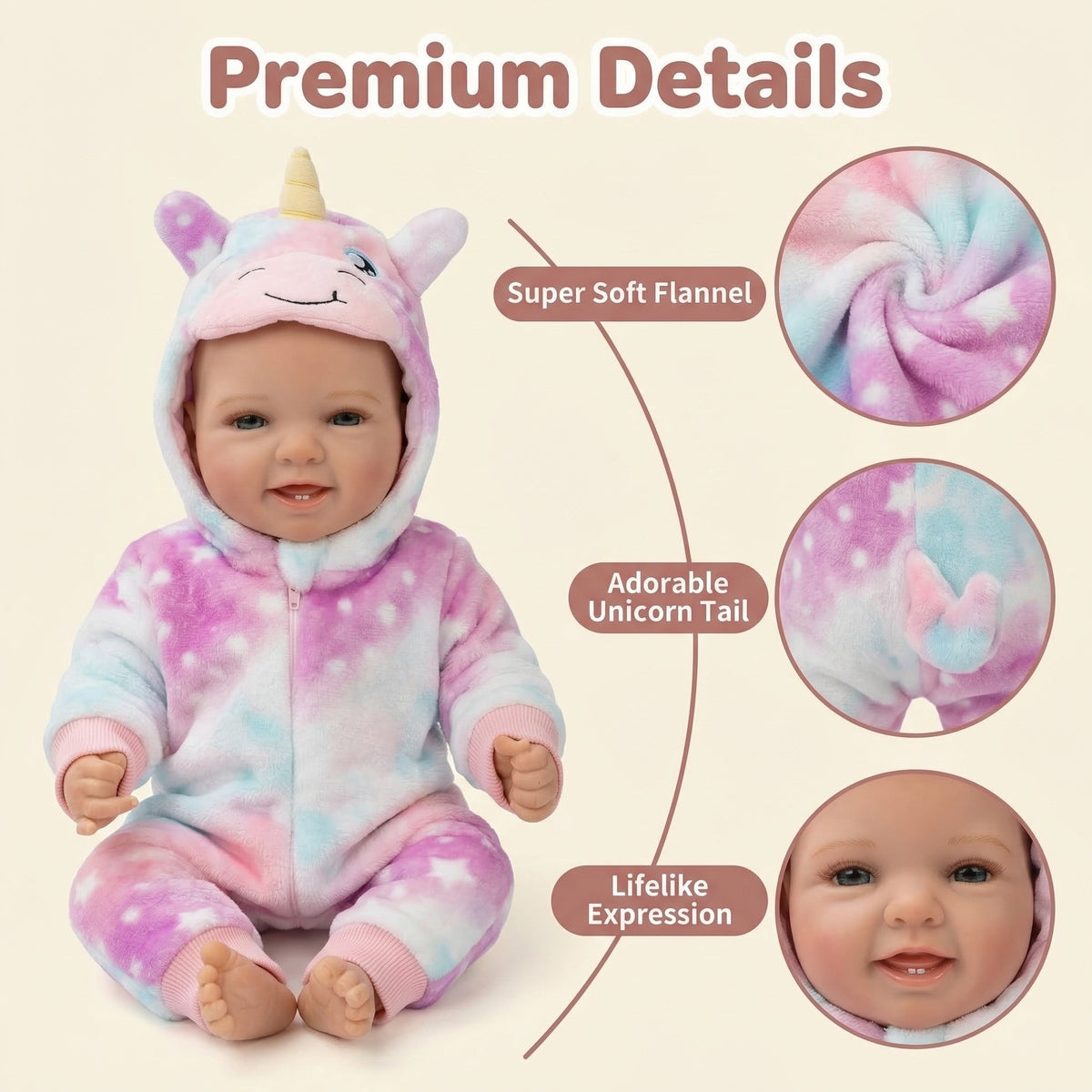 Muñeca reborn de simulación de 17 pulgadas