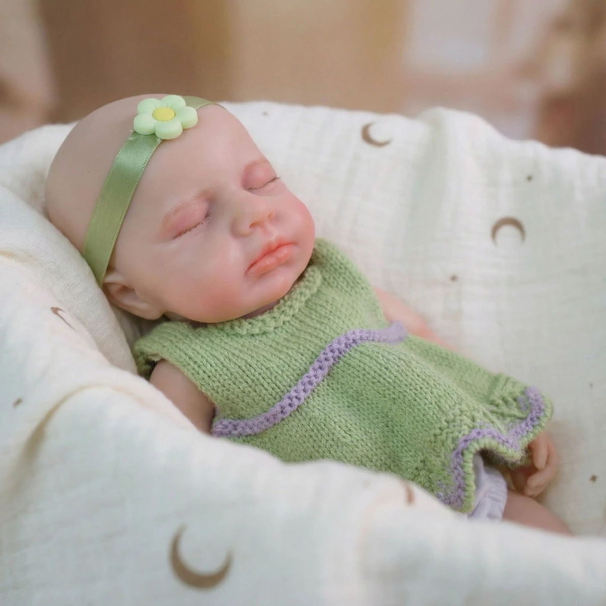 Muñeca reborn de silicona sólida LOULOU de 12 pulgadas con vestido de pelo verde, regalo de Navidad para niños